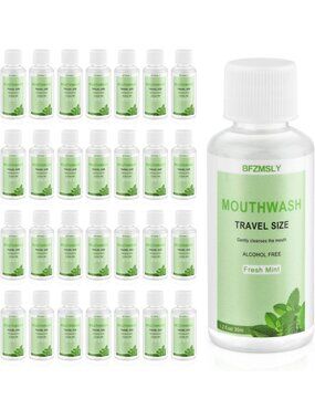 100 Travel Size Mini Mouthwash 1.2oz - Alcohol-Free Fresh Breath Essentials
